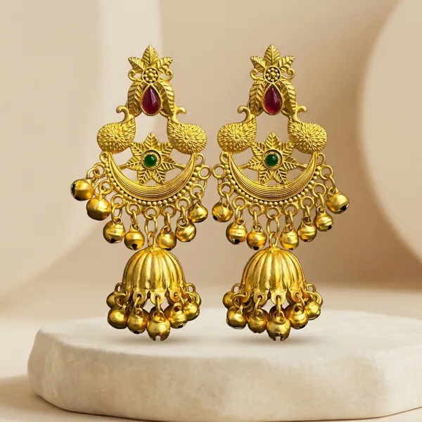 Gold_Toned_Antique_Jhumka_Earrings_For_Women