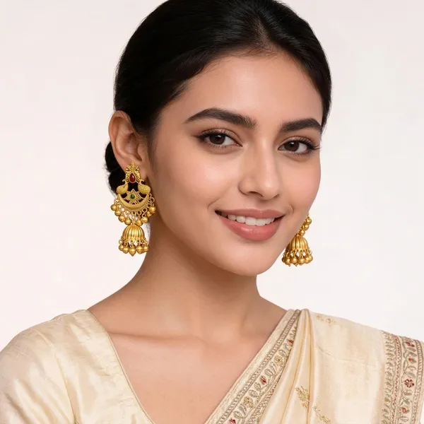Gold_Toned_Antique_Jhumka_Earrings_For_Women