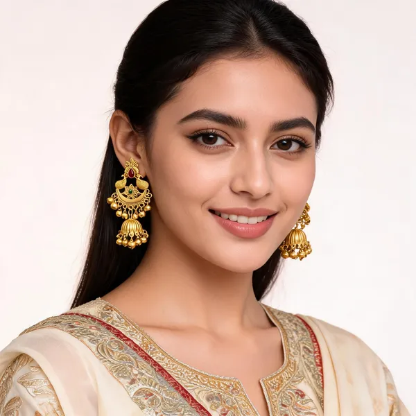 Gold_Toned_Antique_Jhumka_Earrings_For_Women