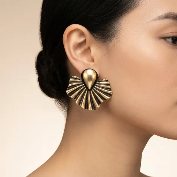 Gold_Toned_Fan_Shaped_Statement_Stud_Earrings_For_Women