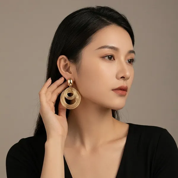 Gold_Toned_Layered_Circle_Drop_Earrings_For_Women