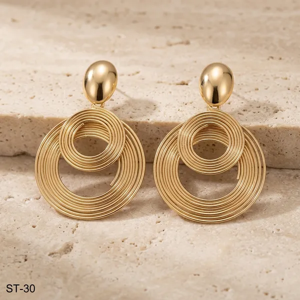 Gold_Toned_Layered_Circle_Drop_Earrings_For_Women