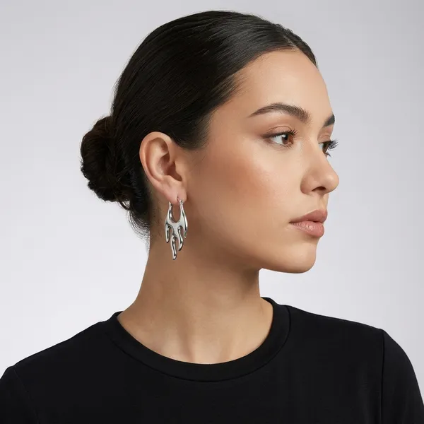 Silver_Flame_Shaped_Statement_Hoop_Earrings_For_Women