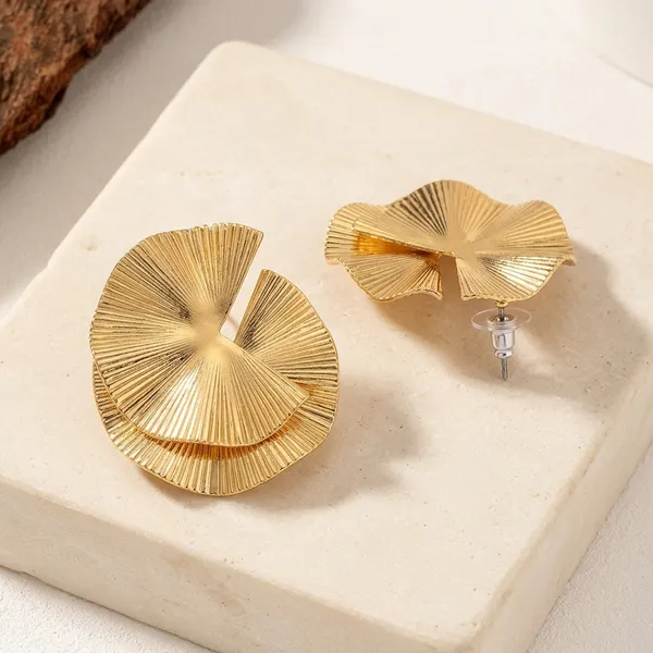 Gold_Toned_Textured_Fan_Shape_Statement_Earrings_For_Women