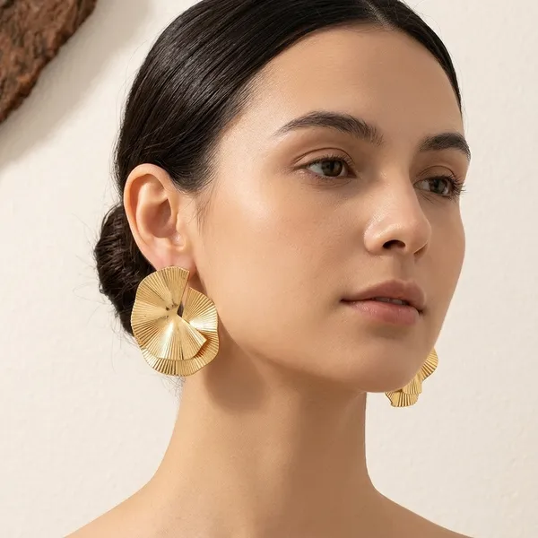 Gold_Toned_Textured_Fan_Shape_Statement_Earrings_For_Women