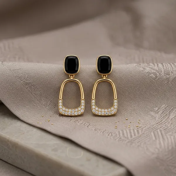 Gold_Toned_Black_Stone_Studded_Drop_Earrings_For_Women
