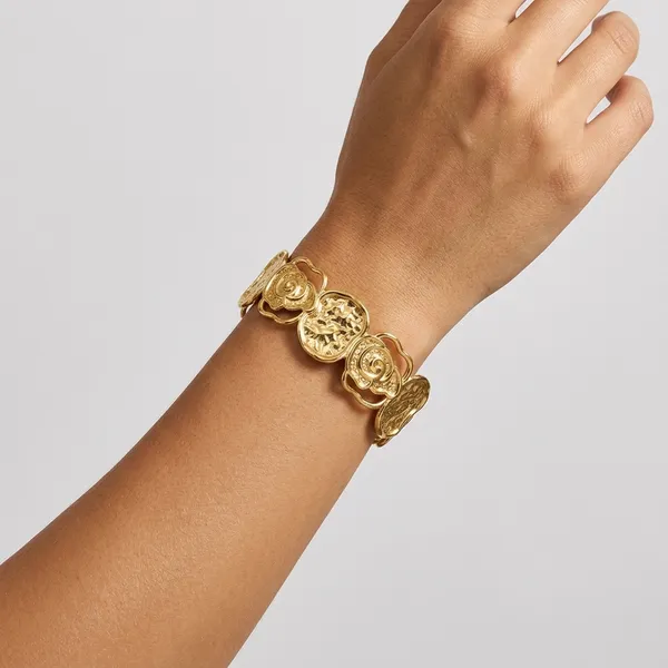Gold_Toned_Floral_Textured_Statement_Bracelet_For_Women