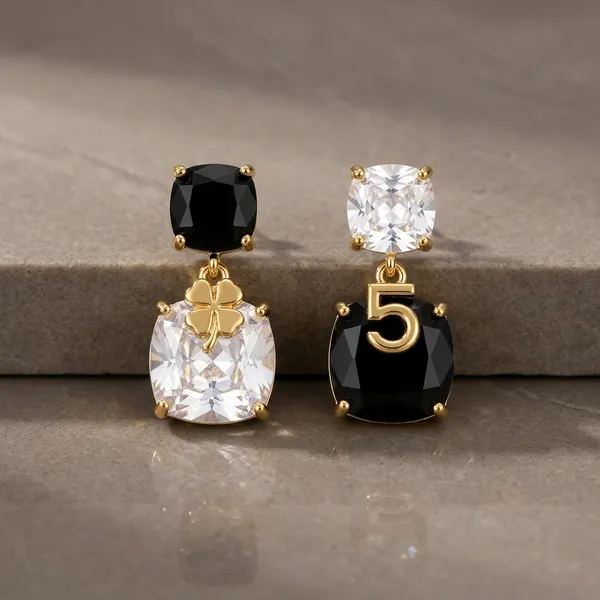 Black_And_White_Cubic_Zirconia_Gold_Toned_Drop_Earrings_For_Women