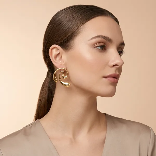 Gold_Toned_Swirl_Design_Stud_Earrings_For_Women