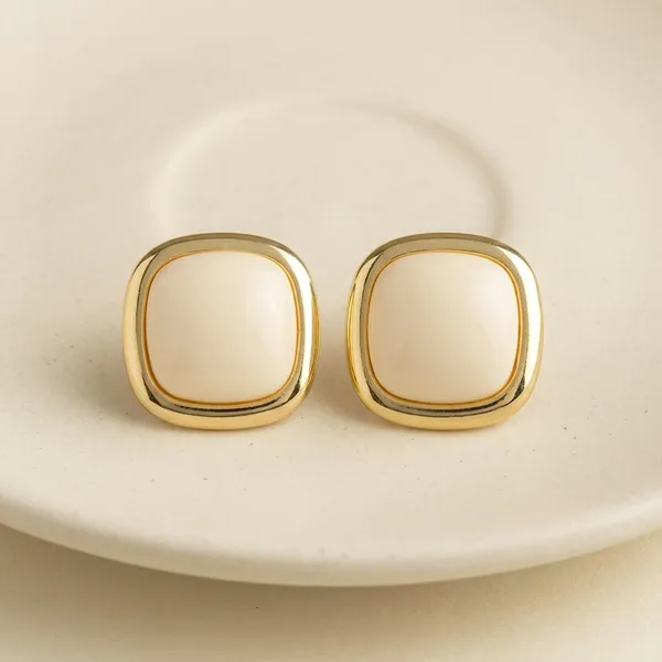 Gold_Toned_Cream_Square_Stud_Earrings_For_Women