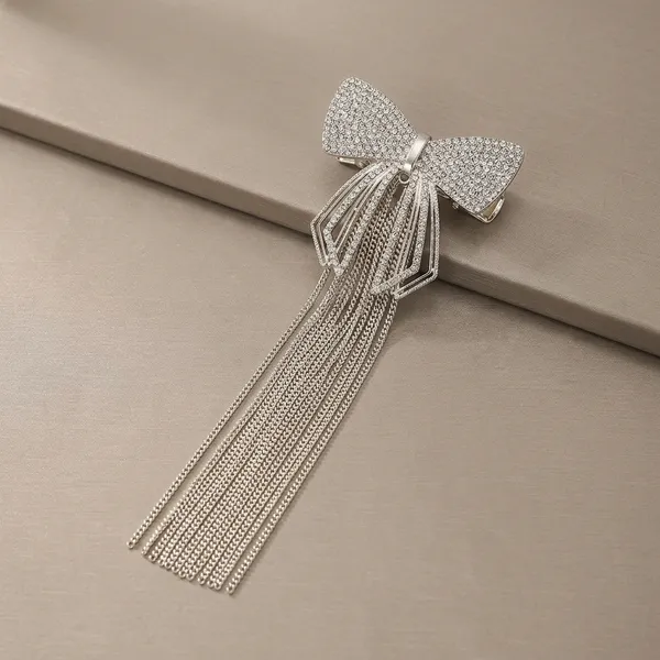 Gold_Diamante_Bow_Tassel_Hair_Clip_For_Women