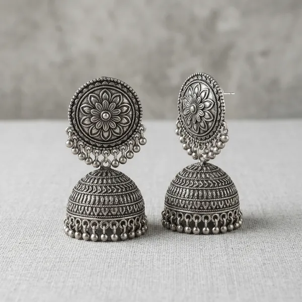 Oxidized_Silver_Jhumka_Earrings_For_Women