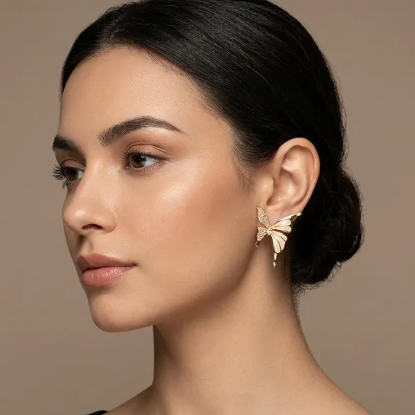 Gold_Toned_Enamel_Butterfly_Stud_Earrings_For_Women