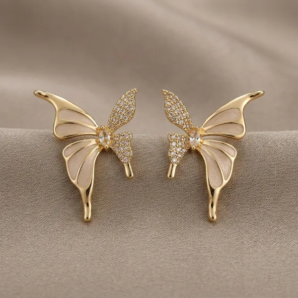 Gold_Toned_Enamel_Butterfly_Stud_Earrings_For_Women