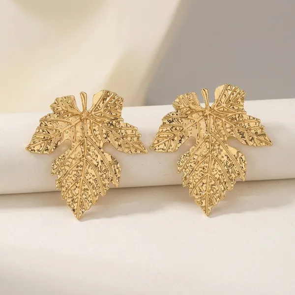 Gold_Toned_Leaf_Design_Stud_Earrings_For_Women