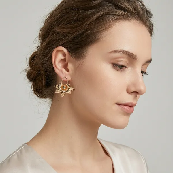 Gold_Toned_Floral_Statement_Drop_Earrings_For_Women