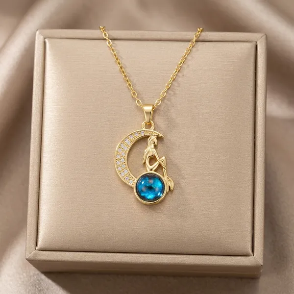 Gold_Plated_Crescent_Moon_Fairy_Blue_Stone_Pendant_Necklace