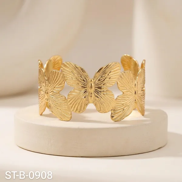 Gold_Toned_Butterfly_Design_Cuff_Bracelet_For_Women