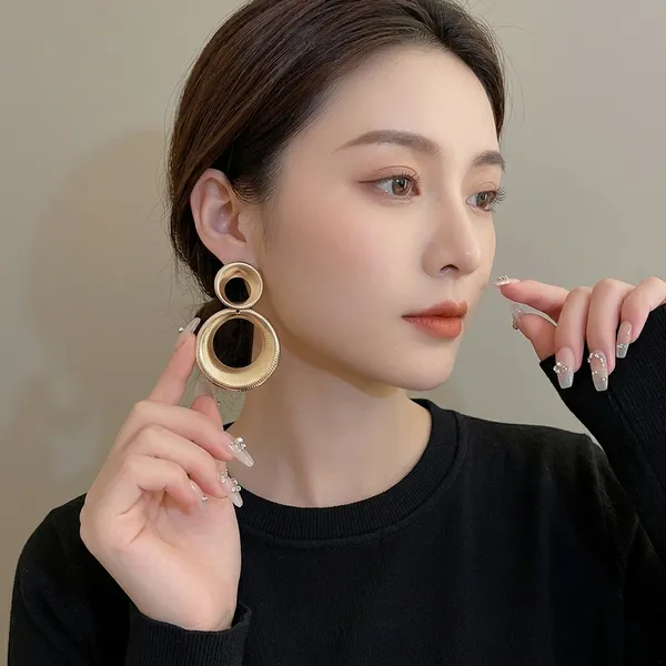 Gold_Toned_Double_Circle_Drop_Earrings_For_Women