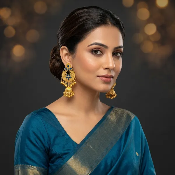 Gold_Toned_Blue_Stone_Jhumka_Earrings_For_Women
