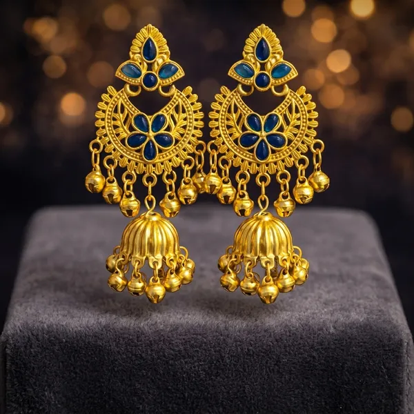 Gold_Toned_Blue_Stone_Jhumka_Earrings_For_Women