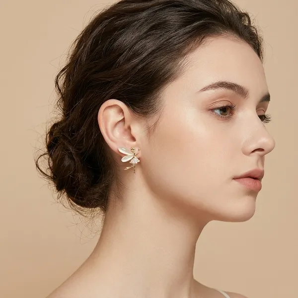 Gold_Toned_Fairy_Design_Crystal_Stud_Earrings_For_Women