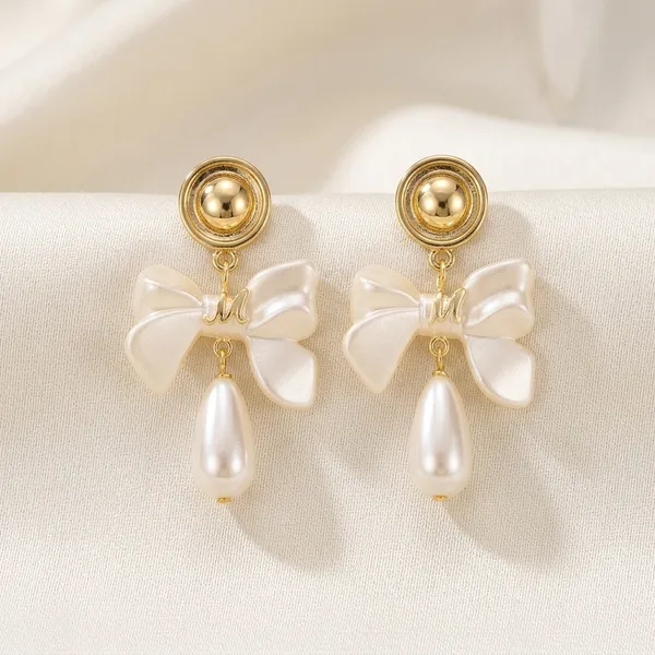 Gold_Toned_Pearl_Bow_Drop_Earrings_For_Women