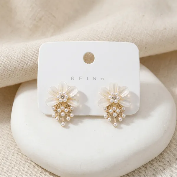 Gold_And_White_Floral_Pearl_Drop_Earrings_For_Women