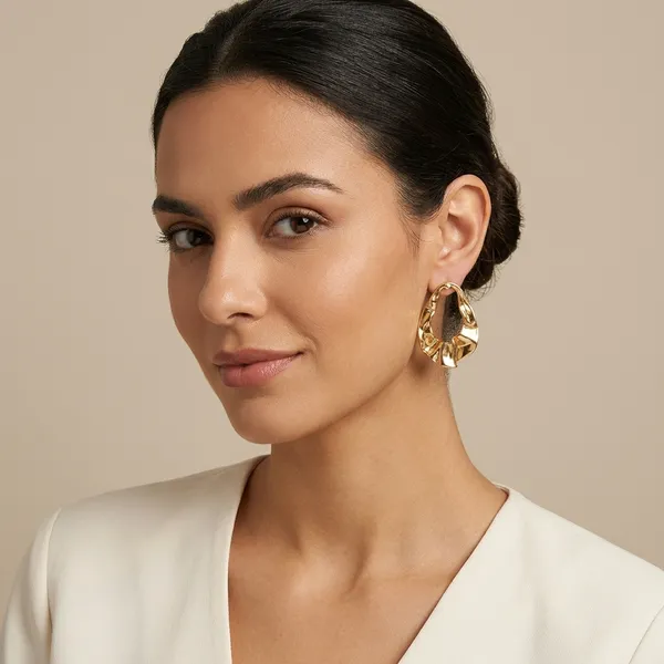 Gold_Toned_Textured_Statement_Drop_Earrings_For_Women