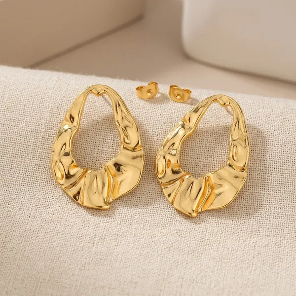 Gold_Toned_Textured_Statement_Drop_Earrings_For_Women