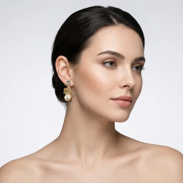Gold_Toned_Pearl_Studded_Floral_Drop_Earrings_For_Women