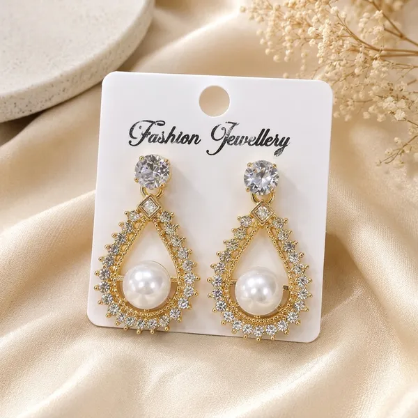 Gold_Toned_Pearl_Teardrop_Earrings_For_Women