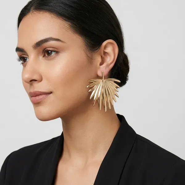 Gold_Toned_Leaf_Design_Statement_Stud_Earrings_For_Women