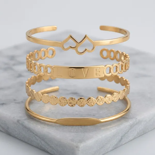 Gold_Plated_Heart_Love_Charm_Layered_Bracelet_Set_For_Women
