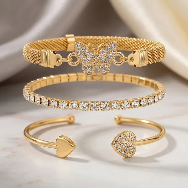 Gold_Toned_Butterfly_Heart_Studded_Bracelet_Set_For_Women