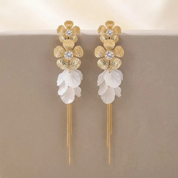 Gold_Toned_White_Floral_Tassel_Drop_Earrings_For_Women