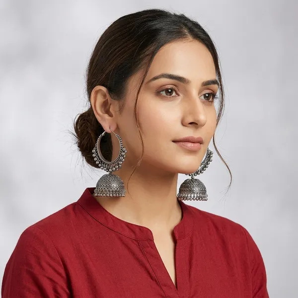 Oxidized_Silver_Jhumka_Hoop_Earrings_For_Women