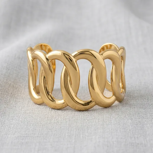 Gold_Chunky_Chain_Link_Cuff_Bracelet_For_Women