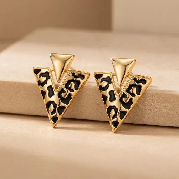 Gold_Toned_Leopard_Print_Triangle_Stud_Earrings_For_Women