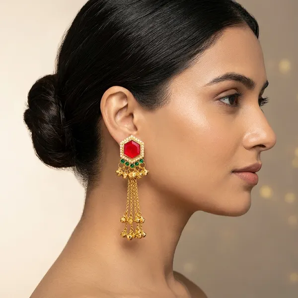 Gold_Toned_Red_Kundan_Jhumka_Tassel_Earrings_For_Women