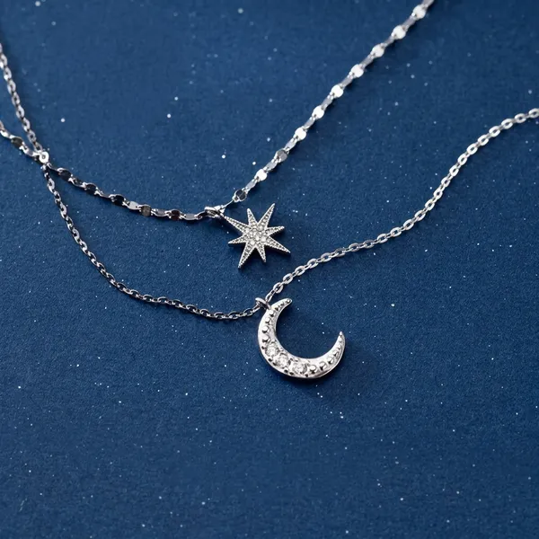 Silver_Layered_Moon_And_Star_Pendant_Necklace_For_Women