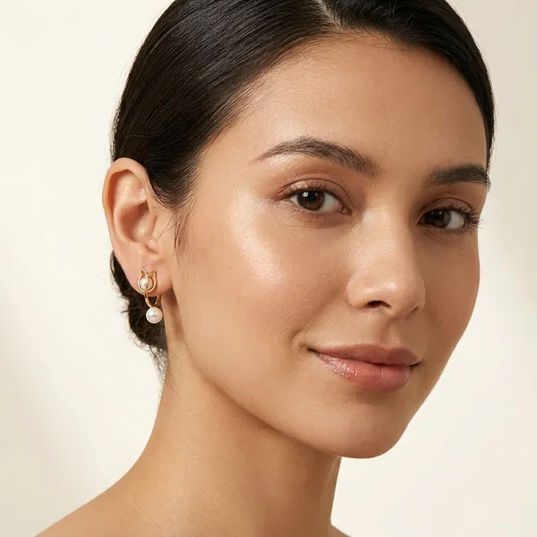 Gold_Toned_Pearl_Leaf_Design_Drop_Earrings_For_Women