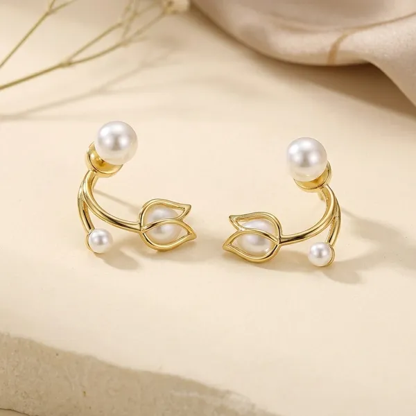Gold_Toned_Pearl_Leaf_Design_Drop_Earrings_For_Women