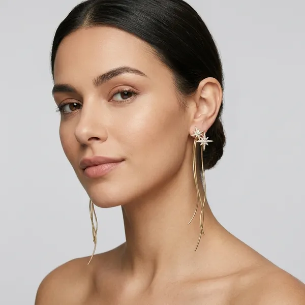 Gold_Star_Studded_Tassel_Drop_Earrings_For_Women