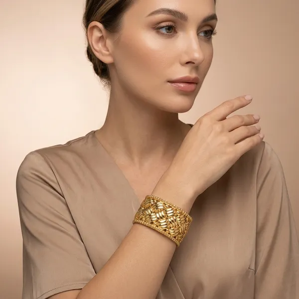 Gold_Toned_Woven_Textured_Wide_Cuff_Bangle_For_Women