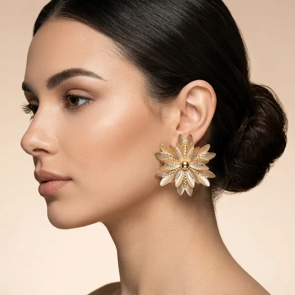 Gold_Toned_Floral_Statement_Earrings_For_Women