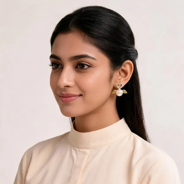 Gold_Pearl_Heart_Angel_Wing_Stud_Earrings_For_Women