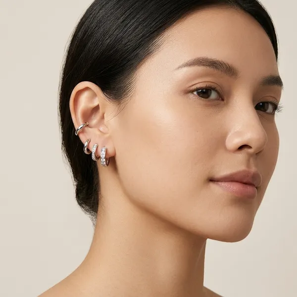 Silver_Studded_Small_Hoop_Earrings_Set_For_Women