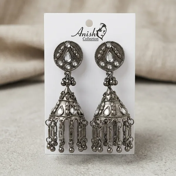 Oxidized_Silver_Kundan_Jhumka_Earrings_For_Women