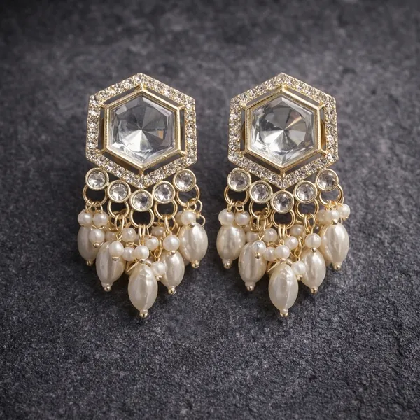 Gold_Kundan_Hexagon_Pearl_Drop_Earrings_For_Women
